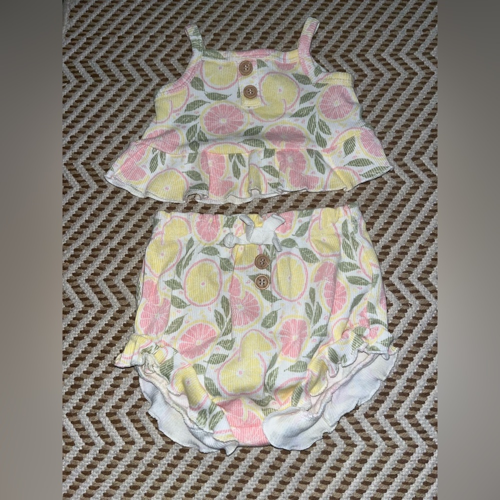 NWOT Rachel and Zoe baby girls size 6/9M summer lemon patterned set - Picture 2 of 7